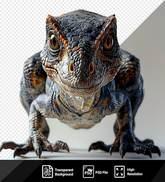 PSD de velociraptoriano transparente en un fondo aislado