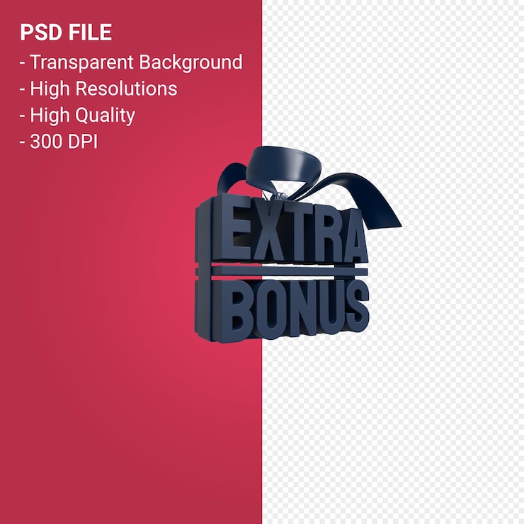 PSD venda de bônus extra com projeto 3d de arco e fita isolado