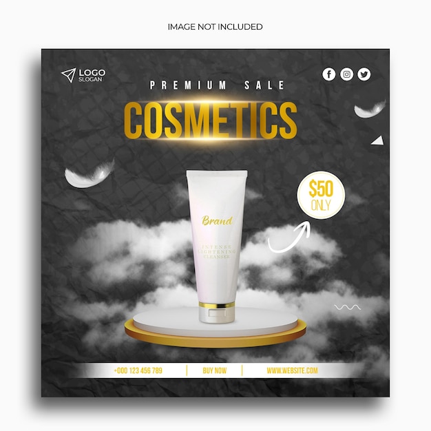 Venda de cosméticos venda de produtos de beleza post de mídia social post instagram modelo de banner