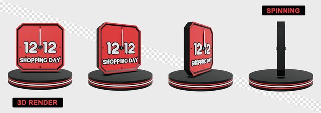 PSD venda de dia de shooping de giro de renderização 3d 12.12