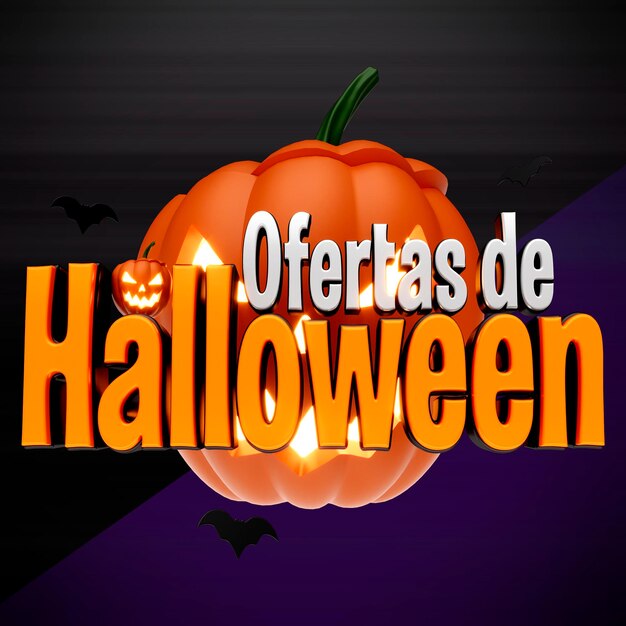 PSD venda de distintivo 3d de 'ofertas de halloween'