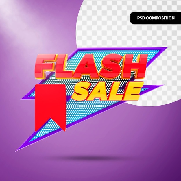 PSD venda de emblema 3d em flash isolada