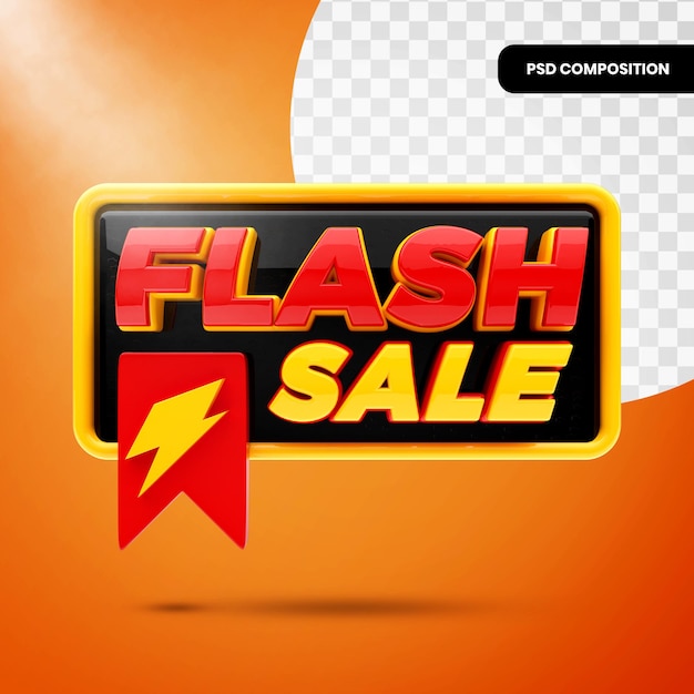 PSD venda de emblema 3d em flash isolada
