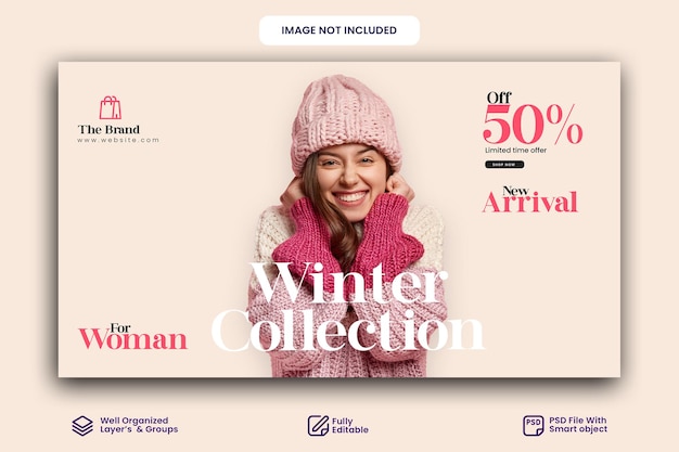 Venda de moda de inverno postagem em mídias sociais ou design de banner