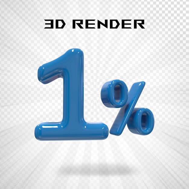 venda de número de renderização 3d 1 off em azul