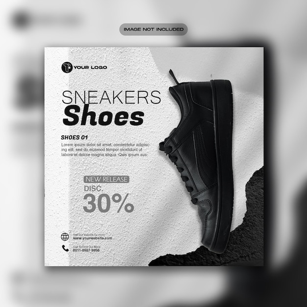 Venda de sapatos para postagem em mídia social ou design de modelo de banner quadrado