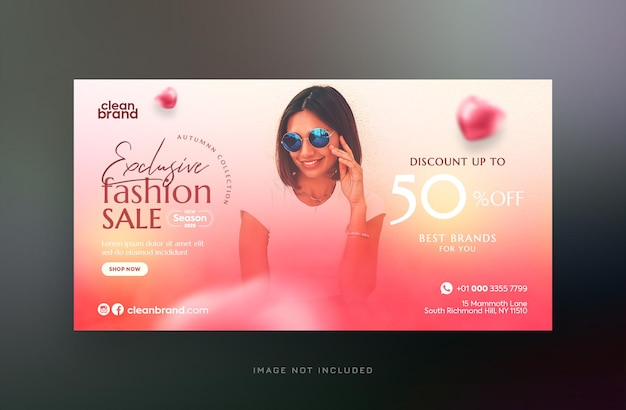 PSD venda exclusiva de moda, postagem no facebook, redes sociais ou modelo de design de banner na web