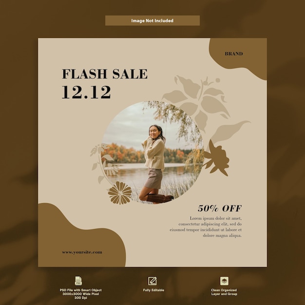 PSD venda flash 12 12 desconto moda feminina luxo elegante modelo de postagem no instagram