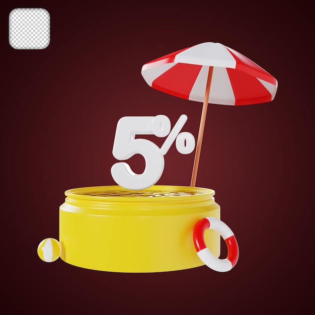 Vendita estiva con sconto del 5 per cento Offerta di illustrazione 3D