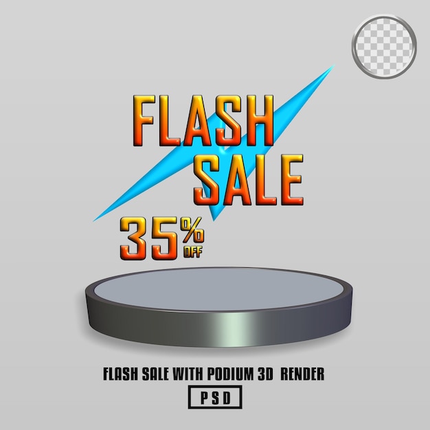 Vendita flash di rendering 3D con podio psd