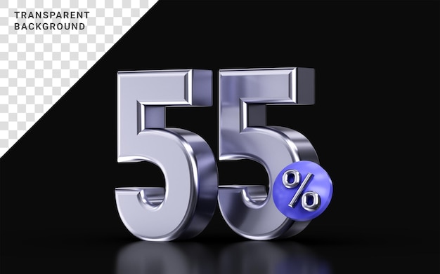 Vendredi Noir 55 % De Réduction Métallique Sur Fond Sombre Concept De Rendu 3d Pour Une Offre De Grande Vente