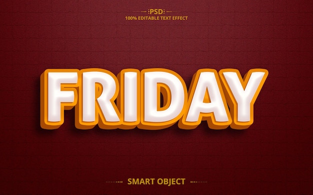 Venerdì creativo miglior design effetto testo 3d psd