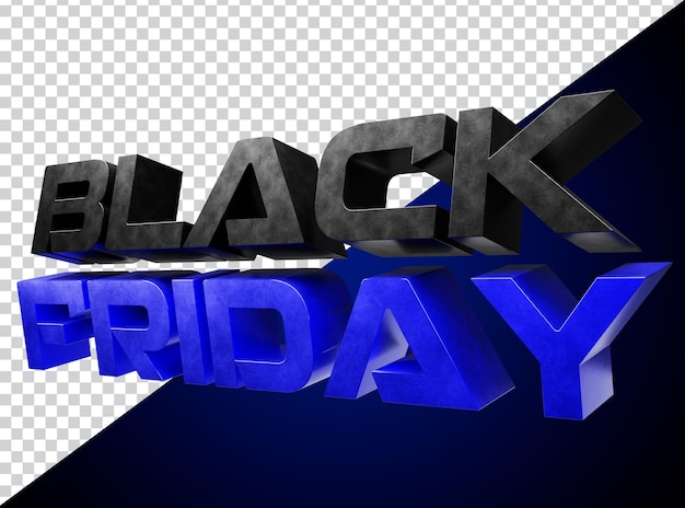 Venerdì nero 3d render etichetta blu