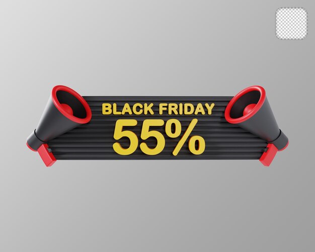 Venerdì nero 55% di sconto illustrazione 3d