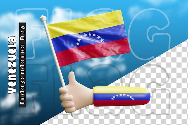 PSD venezuela ondeando la bandera en la mano o la bandera de venezuela en la mano