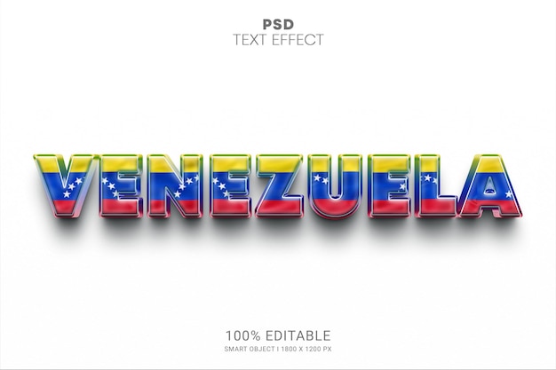 Venezuela PSD diseño de efecto de texto editable
