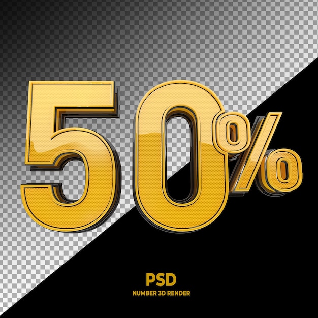 Venta 50 de descuento y descuento de venta en color dorado con tarifa de oferta especial renderizado 3d premium