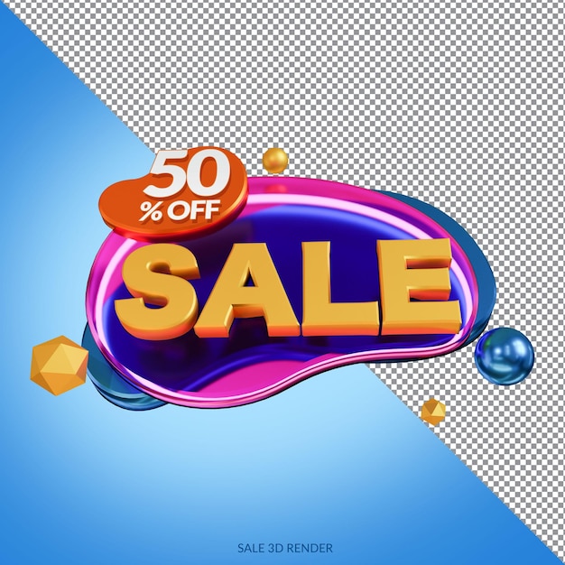 Venta 50 porcentaje de descuento Mockup 3D Render