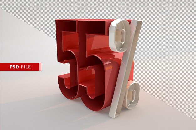 PSD venta 55 por ciento de descuento promocional 3d concepto aislado