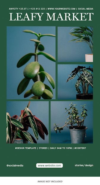 Venta de bazar botánico plantilla de historias de instagram psd diseño de banner de redes sociales tema diseño verde