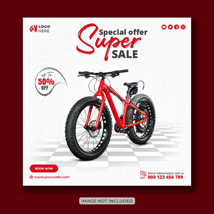 venta de bicicletas Publicación creativa de Instagram y diseño de banner de redes sociales o plantilla de volante cuadrado