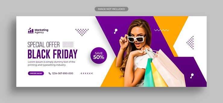 PSD venta de black friday, publicación en redes sociales, publicación de instagram, banner web o plantilla de portada de facebook