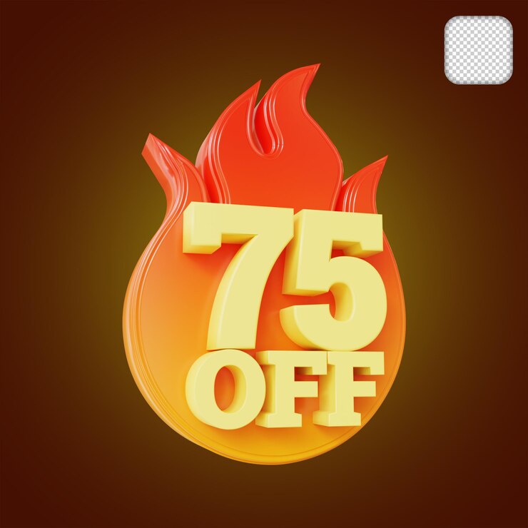 PSD venta caliente 75 por ciento de descuento ilustración 3d