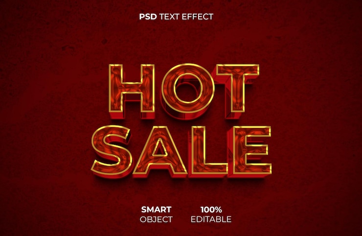 PSD venta caliente efecto de texto editable 3d