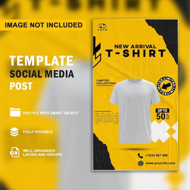 venta de camisetas para la historia de Instagram de las redes sociales o diseño de plantilla de banner