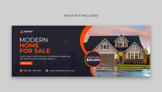 Venta de casas inmobiliarias portada de Facebook y plantilla de banner web