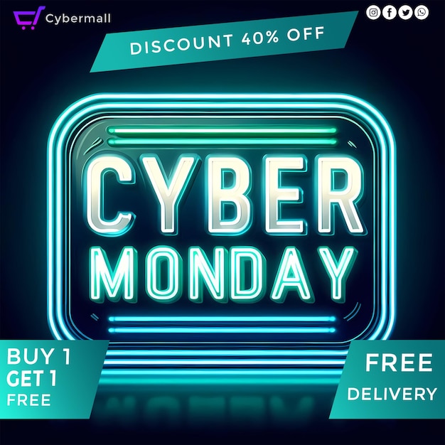 Venta de Cyber Lunes HD 5K plantilla de publicaciones en las redes sociales