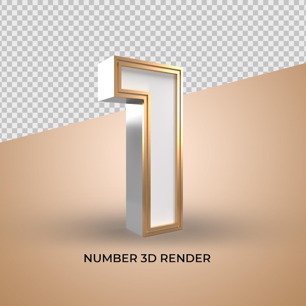 Venta de descuento 3D Render número 1 blanco y oro