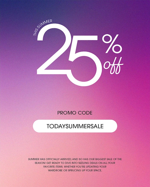 Venta con descuento Diseño promocional para redes sociales plantilla de publicación de Instagram Gradiente de fondo PSD