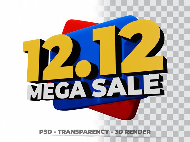 PSD venta de día de compras 3d 12.12 mega venta con fondo de transparencia