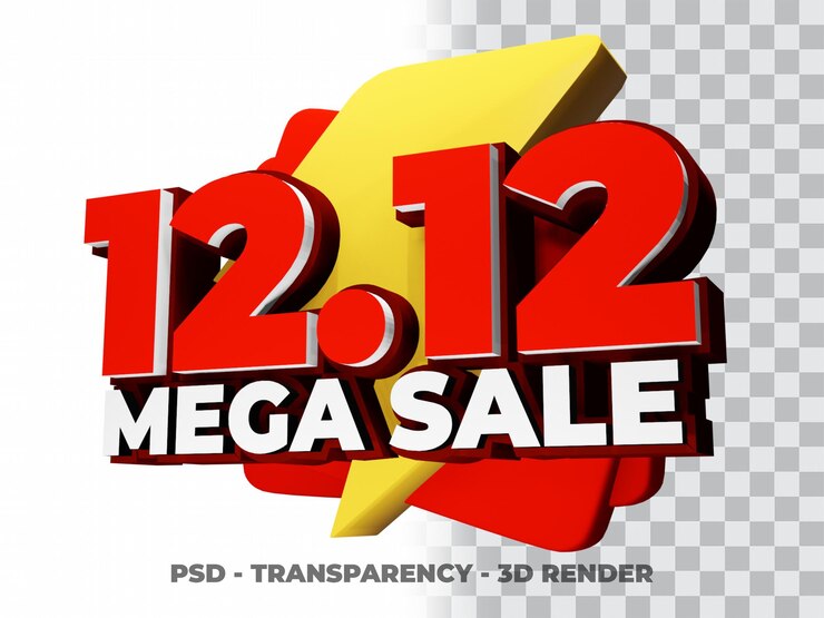 PSD venta de día de compras 3d 12.12 mega venta con fondo de transparencia