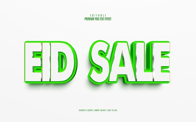 Venta de eid efecto de texto psd premium totalmente editable