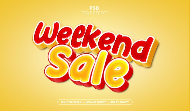 Venta de fin de semana de 3d efecto de texto