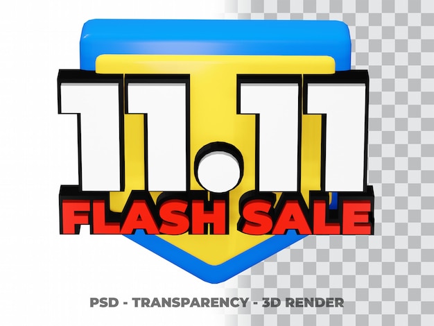 PSD venta flash 3d 11.11 con fondo transparente