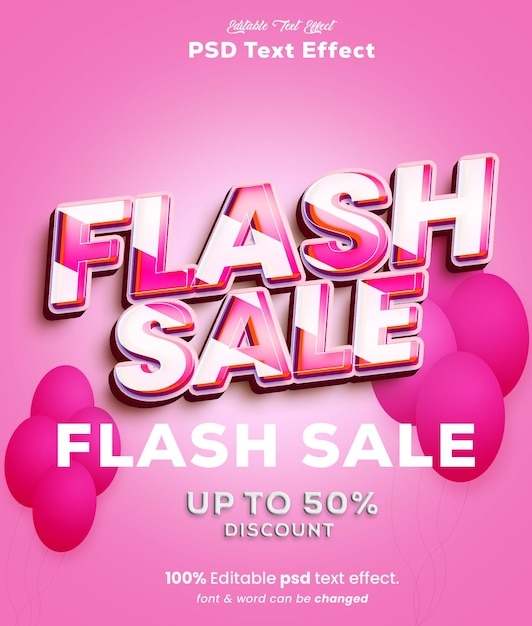 Venta flash 3D Diseño de efectos de texto editables