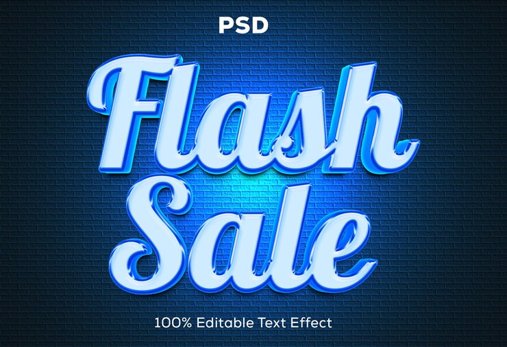 PSD venta flash 3d diseño de efectos de texto editables
