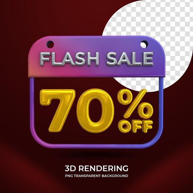 Venta flash 70 por ciento de descuento en renderizado 3d fondo transparente aislado