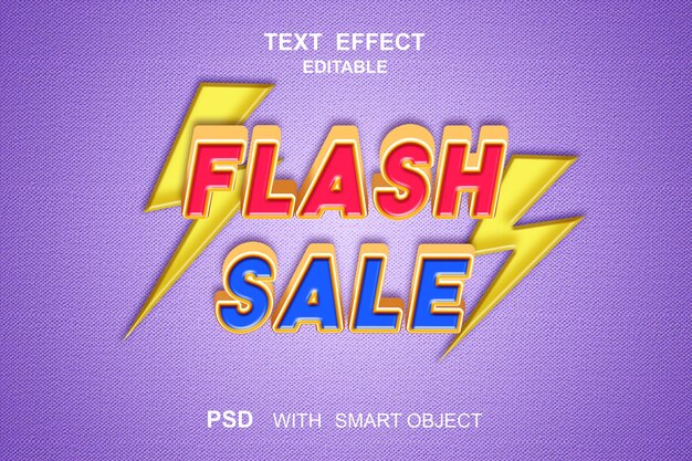 Venta flash de efecto de texto con objeto inteligente psd