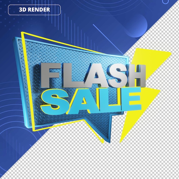 PSD venta flash etiqueta 3d banner azul