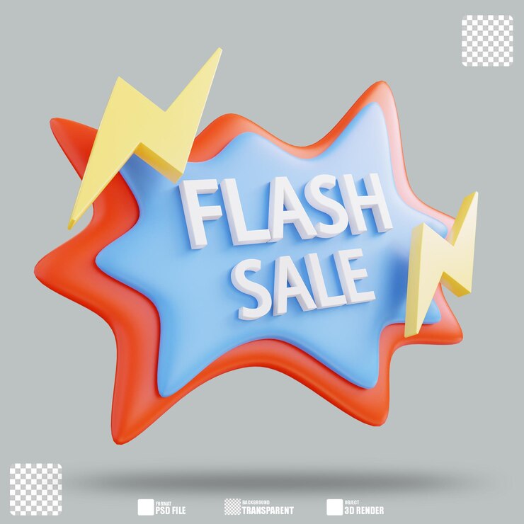 PSD venta flash de ilustración 3d 3