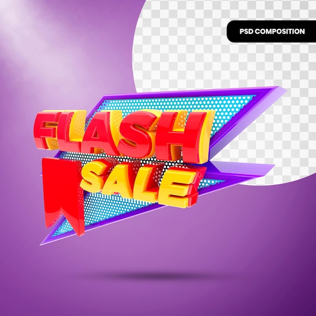 PSD venta flash de insignia 3d aislada