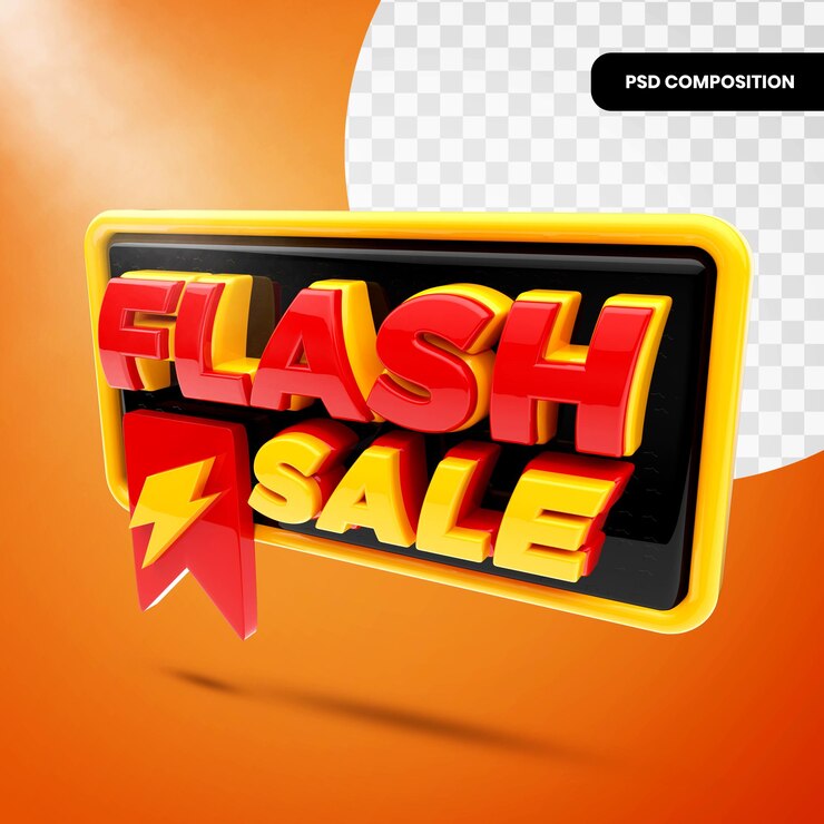 PSD venta flash de insignia 3d aislada