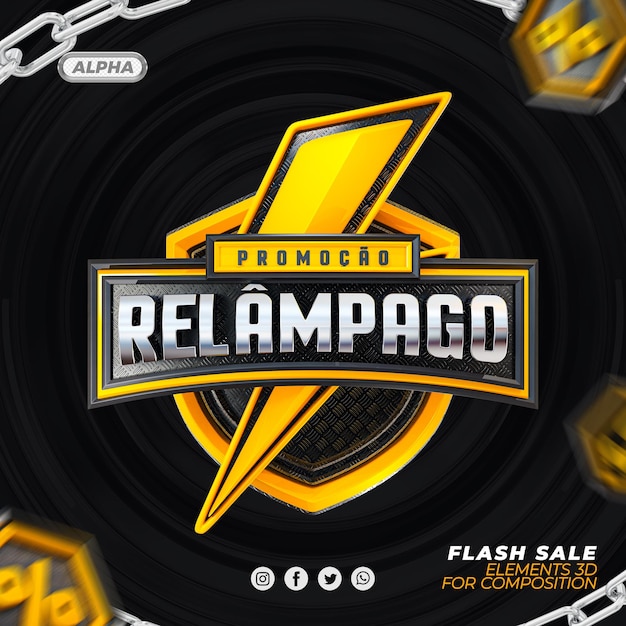 PSD venta flash logo 3d para composición