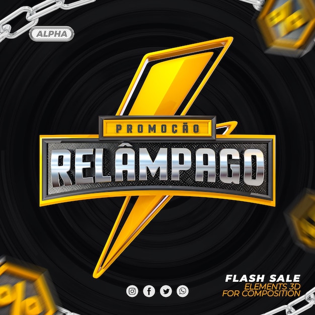 PSD venta flash logo 3d para composición