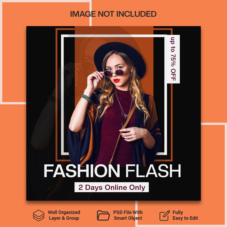 Venta flash Hasta tp 75 Publicación de anuncio social de descuento