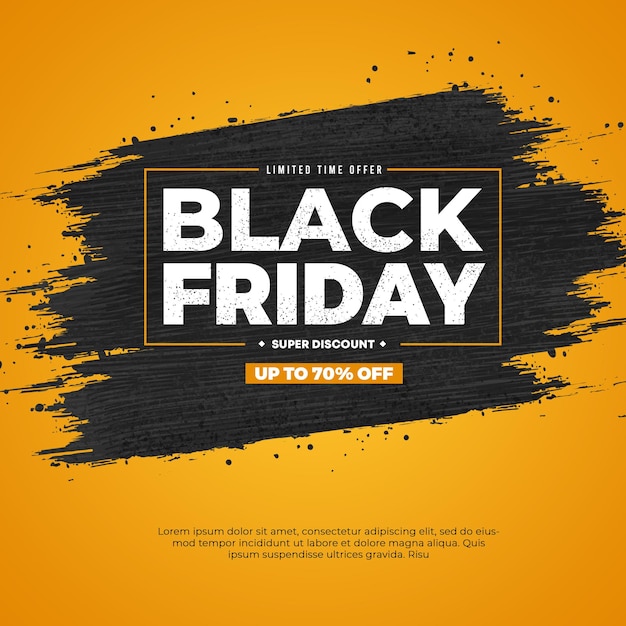 Venta gratuita de viernes negro de PSD con fondo de textura pincel negro naranja